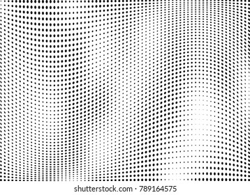 Abstract halftone wave dotted background. Futuristic twisted grunge pattern, dot, circles.  Vector modern optical pop art texture for posters, business cards, cover, labels mock-up, stickers layout