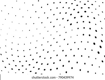 Abstract halftone wave dotted background. Futuristic twisted grunge pattern, dot, circles.  Vector modern optical pop art texture for posters, business cards, cover, labels mock-up, stickers layout