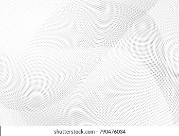Abstract halftone wave dotted background. Futuristic twisted grunge pattern, dot, circles.  Vector modern optical pop art texture for posters, business cards, cover, labels mock-up, stickers layout