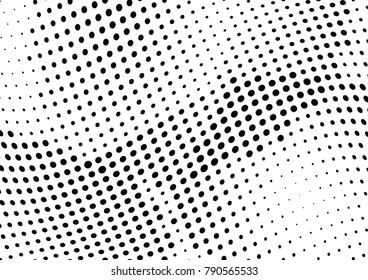 Abstract halftone wave dotted background. Futuristic twisted grunge pattern, dot, circles.  Vector modern optical pop art texture for posters, business cards, cover, labels mock-up, stickers layout