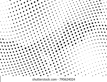 Abstract halftone wave dotted background. Futuristic twisted grunge pattern, dot, circles.  Vector modern optical pop art texture for posters, business cards, cover, labels mock-up, stickers layout
