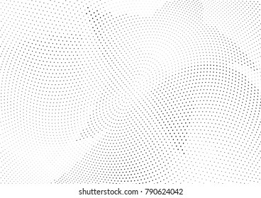 Abstract halftone wave dotted background. Futuristic twisted grunge pattern, dot, circles.  Vector modern optical pop art texture for posters, business cards, cover, labels mock-up, stickers layout