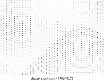 Abstract halftone wave dotted background. Futuristic twisted grunge pattern, dot, circles.  Vector modern optical pop art texture for posters, business cards, cover, labels mock-up, stickers layout