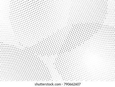 Abstract halftone wave dotted background. Futuristic twisted grunge pattern, dot, circles.  Vector modern optical pop art texture for posters, business cards, cover, labels mock-up, stickers layout