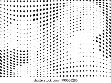 Abstract halftone wave dotted background. Futuristic twisted grunge pattern, dot, circles.  Vector modern optical pop art texture for posters, business cards, cover, labels mock-up, stickers layout