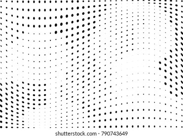 Abstract halftone wave dotted background. Futuristic twisted grunge pattern, dot, circles.  Vector modern optical pop art texture for posters, business cards, cover, labels mock-up, stickers layout