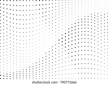 Abstract halftone wave dotted background. Futuristic twisted grunge pattern, dot, circles.  Vector modern optical pop art texture for posters, business cards, cover, labels mock-up, stickers layout