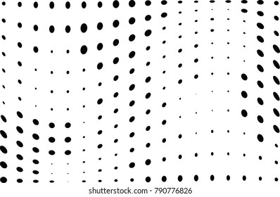 Abstract halftone wave dotted background. Futuristic twisted grunge pattern, dot, circles.  Vector modern optical pop art texture for posters, business cards, cover, labels mock-up, stickers layout