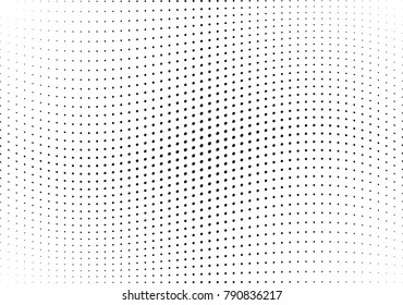 Abstract halftone wave dotted background. Futuristic twisted grunge pattern, dot, circles.  Vector modern optical pop art texture for posters, business cards, cover, labels mock-up, stickers layout