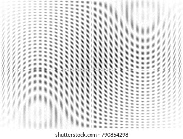 Abstract halftone wave dotted background. Futuristic twisted grunge pattern, dot, circles.  Vector modern optical pop art texture for posters, business cards, cover, labels mock-up, stickers layout