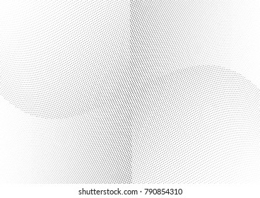 Abstract halftone wave dotted background. Futuristic twisted grunge pattern, dot, circles.  Vector modern optical pop art texture for posters, business cards, cover, labels mock-up, stickers layout