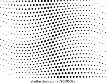 Abstract halftone wave dotted background. Futuristic twisted grunge pattern, dot, circles.  Vector modern optical pop art texture for posters, business cards, cover, labels mock-up, stickers layout