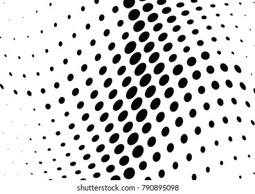 Abstract halftone wave dotted background. Futuristic twisted grunge pattern, dot, circles.  Vector modern optical pop art texture for posters, business cards, cover, labels mock-up, stickers layout