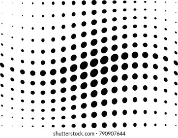 Abstract halftone wave dotted background. Futuristic twisted grunge pattern, dot, circles.  Vector modern optical pop art texture for posters, business cards, cover, labels mock-up, stickers layout