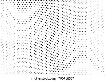 Abstract halftone wave dotted background. Futuristic twisted grunge pattern, dot, circles.  Vector modern optical pop art texture for posters, business cards, cover, labels mock-up, stickers layout