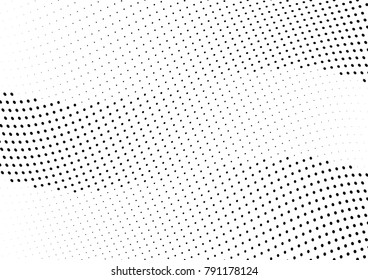 Abstract halftone wave dotted background. Futuristic twisted grunge pattern, dot, circles.  Vector modern optical pop art texture for posters, business cards, cover, labels mock-up, stickers layout