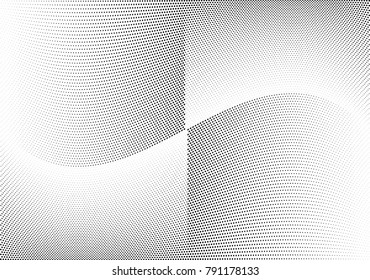Abstract halftone wave dotted background. Futuristic twisted grunge pattern, dot, circles.  Vector modern optical pop art texture for posters, business cards, cover, labels mock-up, stickers layout
