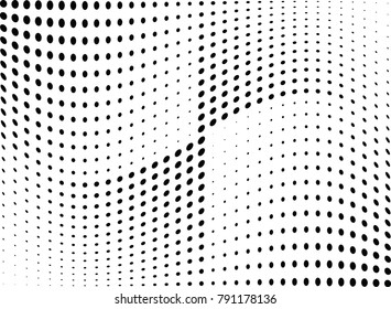 Abstract halftone wave dotted background. Futuristic twisted grunge pattern, dot, circles.  Vector modern optical pop art texture for posters, business cards, cover, labels mock-up, stickers layout