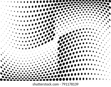 Abstract halftone wave dotted background. Futuristic twisted grunge pattern, dot, circles.  Vector modern optical pop art texture for posters, business cards, cover, labels mock-up, stickers layout