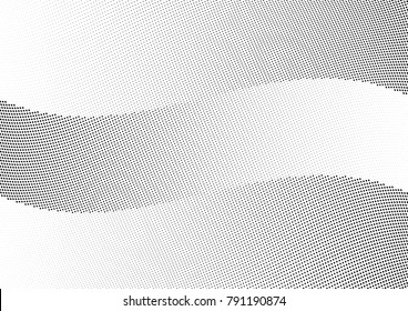 Abstract halftone wave dotted background. Futuristic twisted grunge pattern, dot, circles.  Vector modern optical pop art texture for posters, business cards, cover, labels mock-up, stickers layout