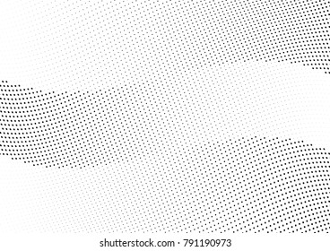Abstract halftone wave dotted background. Futuristic twisted grunge pattern, dot, circles.  Vector modern optical pop art texture for posters, business cards, cover, labels mock-up, stickers layout