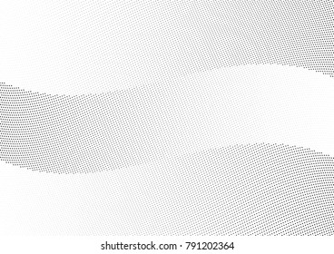 Abstract halftone wave dotted background. Futuristic twisted grunge pattern, dot, circles.  Vector modern optical pop art texture for posters, business cards, cover, labels mock-up, stickers layout