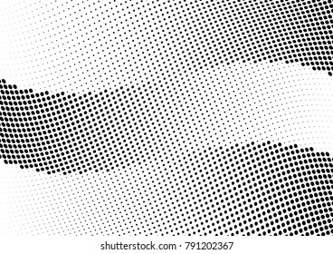 Abstract halftone wave dotted background. Futuristic twisted grunge pattern, dot, circles.  Vector modern optical pop art texture for posters, business cards, cover, labels mock-up, stickers layout