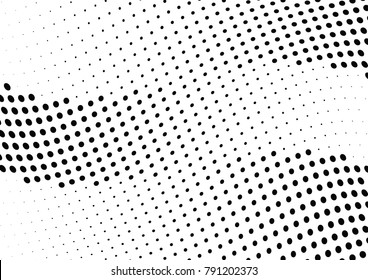 Abstract halftone wave dotted background. Futuristic twisted grunge pattern, dot, circles.  Vector modern optical pop art texture for posters, business cards, cover, labels mock-up, stickers layout