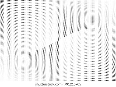 Abstract halftone wave dotted background. Futuristic twisted grunge pattern, dot, circles.  Vector modern optical pop art texture for posters, business cards, cover, labels mock-up, stickers layout