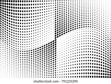 Abstract halftone wave dotted background. Futuristic twisted grunge pattern, dot, circles.  Vector modern optical pop art texture for posters, business cards, cover, labels mock-up, stickers layout