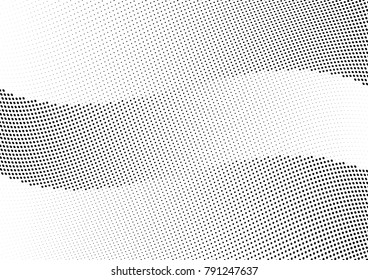 Abstract halftone wave dotted background. Futuristic twisted grunge pattern, dot, circles.  Vector modern optical pop art texture for posters, business cards, cover, labels mock-up, stickers layout