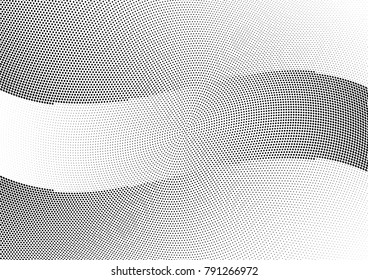 Abstract halftone wave dotted background. Futuristic twisted grunge pattern, dot, circles.  Vector modern optical pop art texture for posters, business cards, cover, labels mock-up, stickers layout