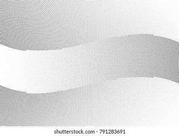 Abstract halftone wave dotted background. Futuristic twisted grunge pattern, dot, circles.  Vector modern optical pop art texture for posters, business cards, cover, labels mock-up, stickers layout