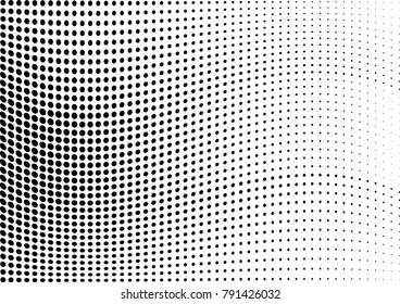 Abstract halftone wave dotted background. Futuristic twisted grunge pattern, dot, circles.  Vector modern optical pop art texture for posters, business cards, cover, labels mock-up, stickers layout
