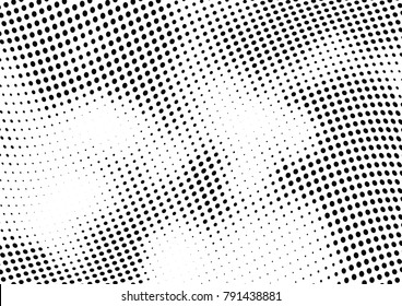 Abstract halftone wave dotted background. Futuristic twisted grunge pattern, dot, circles.  Vector modern optical pop art texture for posters, business cards, cover, labels mock-up, stickers layout