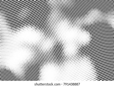 Abstract halftone wave dotted background. Futuristic twisted grunge pattern, dot, circles.  Vector modern optical pop art texture for posters, business cards, cover, labels mock-up, stickers layout