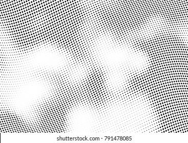 Abstract halftone wave dotted background. Futuristic twisted grunge pattern, dot, circles.  Vector modern optical pop art texture for posters, business cards, cover, labels mock-up, stickers layout