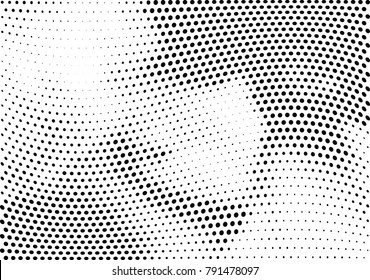 Abstract halftone wave dotted background. Futuristic twisted grunge pattern, dot, circles.  Vector modern optical pop art texture for posters, business cards, cover, labels mock-up, stickers layout