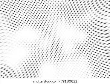 Abstract halftone wave dotted background. Futuristic twisted grunge pattern, dot, circles.  Vector modern optical pop art texture for posters, business cards, cover, labels mock-up, stickers layout
