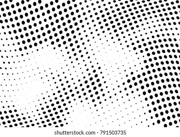 Abstract halftone wave dotted background. Futuristic twisted grunge pattern, dot, circles.  Vector modern optical pop art texture for posters, business cards, cover, labels mock-up, stickers layout