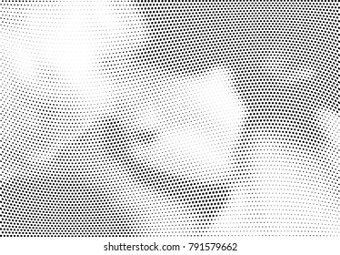 Abstract halftone wave dotted background. Futuristic twisted grunge pattern, dot, circles.  Vector modern optical pop art texture for posters, business cards, cover, labels mock-up, stickers layout