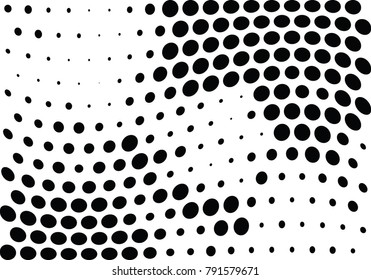 Abstract halftone wave dotted background. Futuristic twisted grunge pattern, dot, circles.  Vector modern optical pop art texture for posters, business cards, cover, labels mock-up, stickers layout