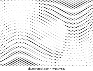 Abstract halftone wave dotted background. Futuristic twisted grunge pattern, dot, circles.  Vector modern optical pop art texture for posters, business cards, cover, labels mock-up, stickers layout