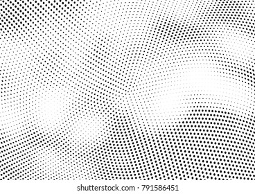 Abstract halftone wave dotted background. Futuristic twisted grunge pattern, dot, circles.  Vector modern optical pop art texture for posters, business cards, cover, labels mock-up, stickers layout