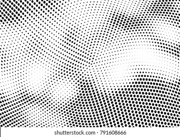 Abstract halftone wave dotted background. Futuristic twisted grunge pattern, dot, circles.  Vector modern optical pop art texture for posters, business cards, cover, labels mock-up, stickers layout