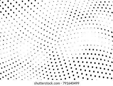 Abstract halftone wave dotted background. Futuristic twisted grunge pattern, dot, circles.  Vector modern optical pop art texture for posters, business cards, cover, labels mock-up, stickers layout