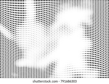 Abstract halftone wave dotted background. Futuristic twisted grunge pattern, dot, circles.  Vector modern optical pop art texture for posters, business cards, cover, labels mock-up, stickers layout