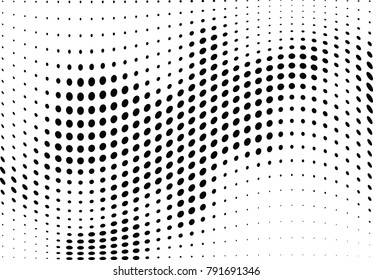 Abstract halftone wave dotted background. Futuristic twisted grunge pattern, dot, circles.  Vector modern optical pop art texture for posters, business cards, cover, labels mock-up, stickers layout