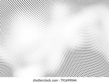 Abstract halftone wave dotted background. Futuristic twisted grunge pattern, dot, circles.  Vector modern optical pop art texture for posters, business cards, cover, labels mock-up, stickers layout