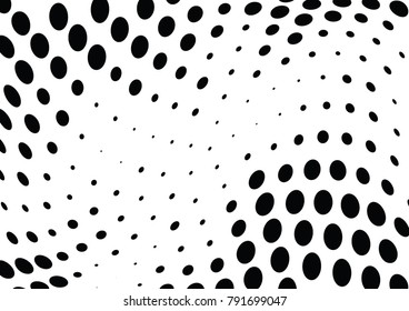 Abstract halftone wave dotted background. Futuristic twisted grunge pattern, dot, circles.  Vector modern optical pop art texture for posters, business cards, cover, labels mock-up, stickers layout
